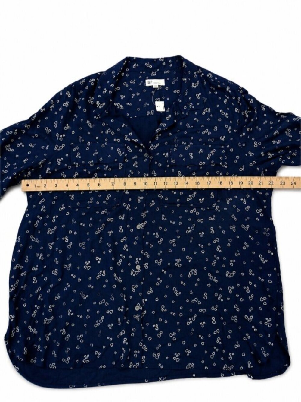 GAP Boyfriend Utility Button-Up Blouse XXL Navy Blue Long Sleeve Relaxed Shirt - Picture 6 of 7